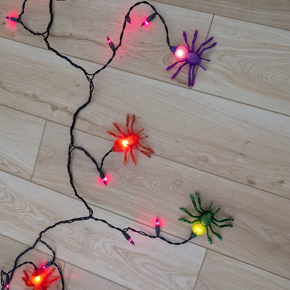 Colorful Spider String Lights for Halloween Decor, 6 Ft - Picture 3 of 11